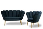 zestaw VEGAS sofa 2-osobowa + 1 fotel czarny tk.bluvel 19