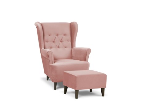 zestaw IVAR fotel + puf różowy tk.helio 5215