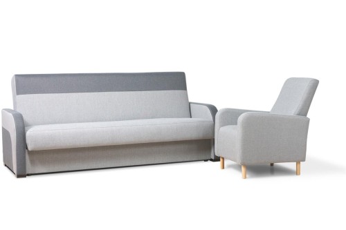 zestaw wersalka TEO + 1 fotel RIO szary tk.inari 91/96 + 91