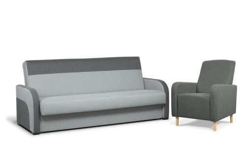 zestaw wersalka TEO + 1 fotel RIO szary tk.inari 91/96 + 96