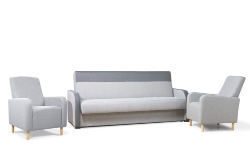 zestaw wersalka TEO + 2 fotele RIO szary tk.inari 91/96 + 91