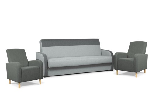 zestaw wersalka TEO + 2 fotele RIO szary tk.inari 91/96 + 96