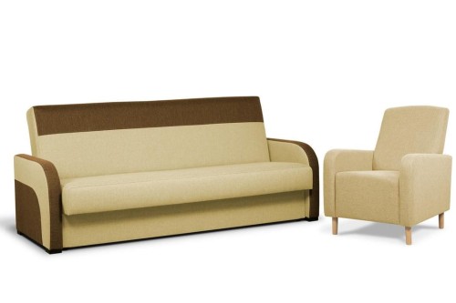 zestaw wersalka TEO + 1 fotel RIO brązowy tk.inari 23/28 + 23