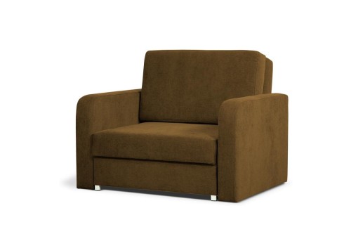 sofa RINO I  1-osobowa rozkładana z pojemnikiem brązowa tk. soro 28