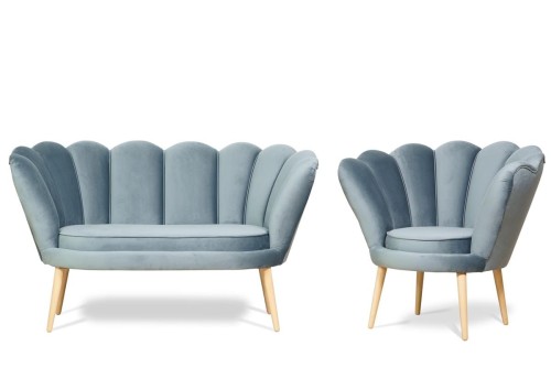 zestaw VEGAS sofa 2-osobowa + 1 fotel szary tk.bluvel 14