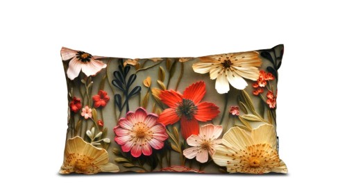 poduszka 50x30 kwiaty tło ciemnoszare