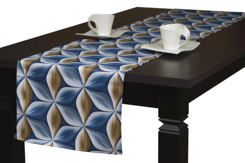 bieżnik 40x120 geometryczny wzór niebiesko-beżowy