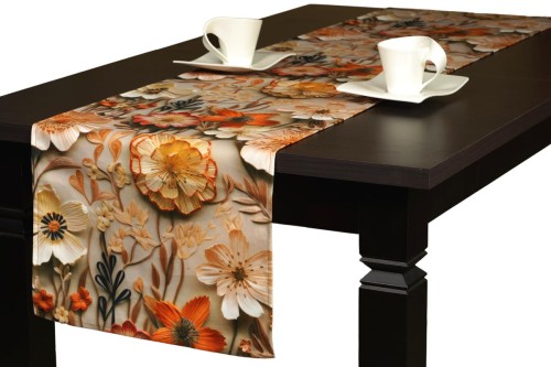 bieżnik 40x160 kwiaty tło beżowe