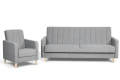 zestaw DELTA wersalka + 1 fotel szary tk.castel 93