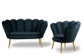 zestaw VEGAS sofa 2-osobowa + 1 fotel czarny tk.bluvel 19