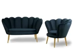 zestaw VEGAS sofa 2-osobowa + 1 fotel czarny tk.bluvel 19