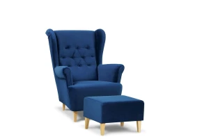 zestaw IVAR fotel + puf granatowy tk.helio 5208