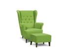 zestaw IVAR fotel + puf zielony tk.bluvel 75