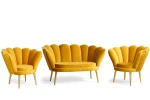 zestaw VEGAS sofa 2-osobowa + 2 fotele żółty tk.bluvel 68