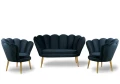 zestaw VEGAS sofa 2-osobowa  + 2 fotele czarny tk.bluvel 19
