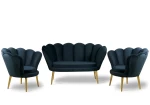 zestaw VEGAS sofa 2-osobowa  + 2 fotele czarny tk.bluvel 19