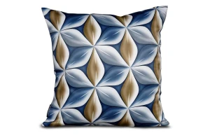 poduszka 45x45 geometryczny wzór niebiesko-beżowy