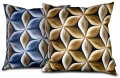 poduszka 45x45 geometryczny wzór niebiesko-beżowy