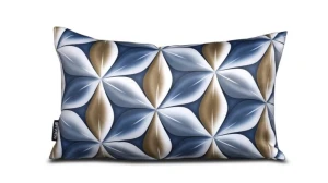 poduszka 50x30 geometryczny wzór niebiesko-beżowy