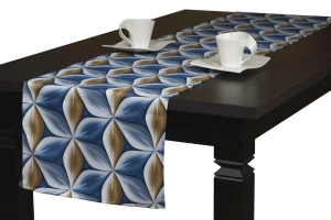 bieżnik 40x120 geometryczny wzór niebiesko-beżowy